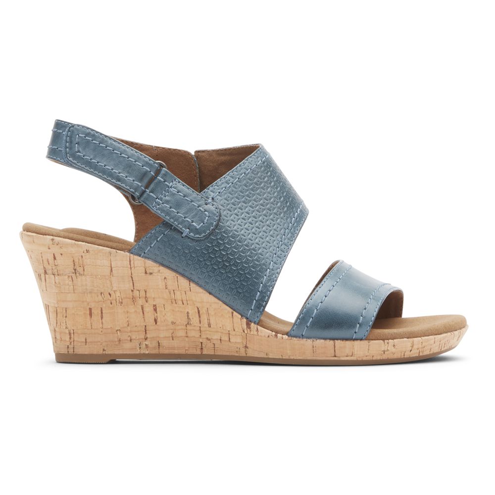 Rockport Canada Briah Asymmetrical 2-Piece - Womens Wedges Sandals Blue (TZD142569)